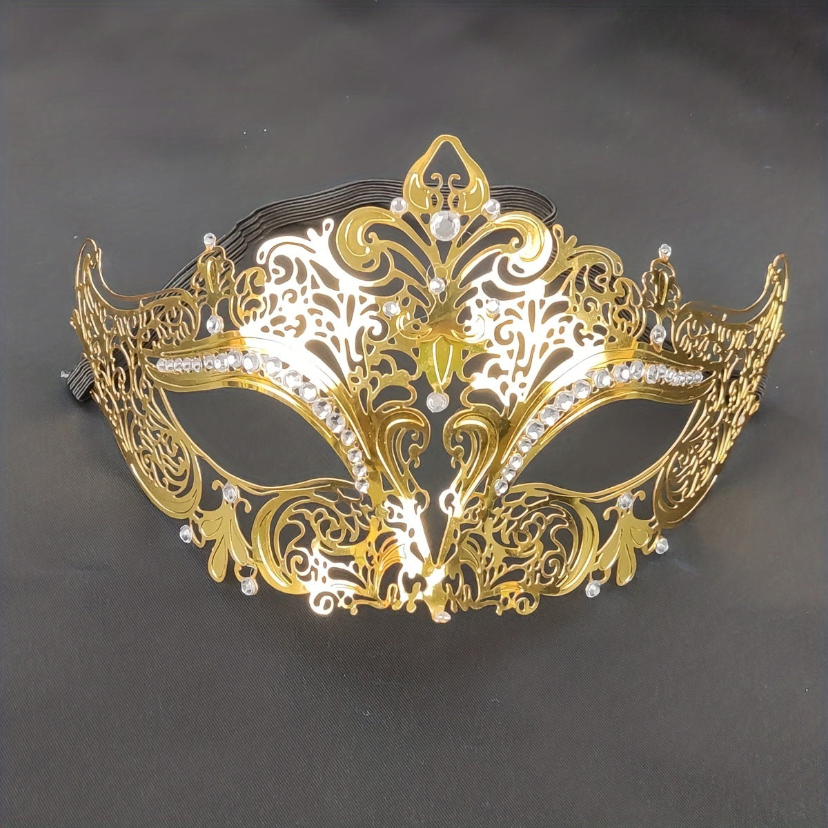 Golden Metal Rhinestone Mask for Party Games