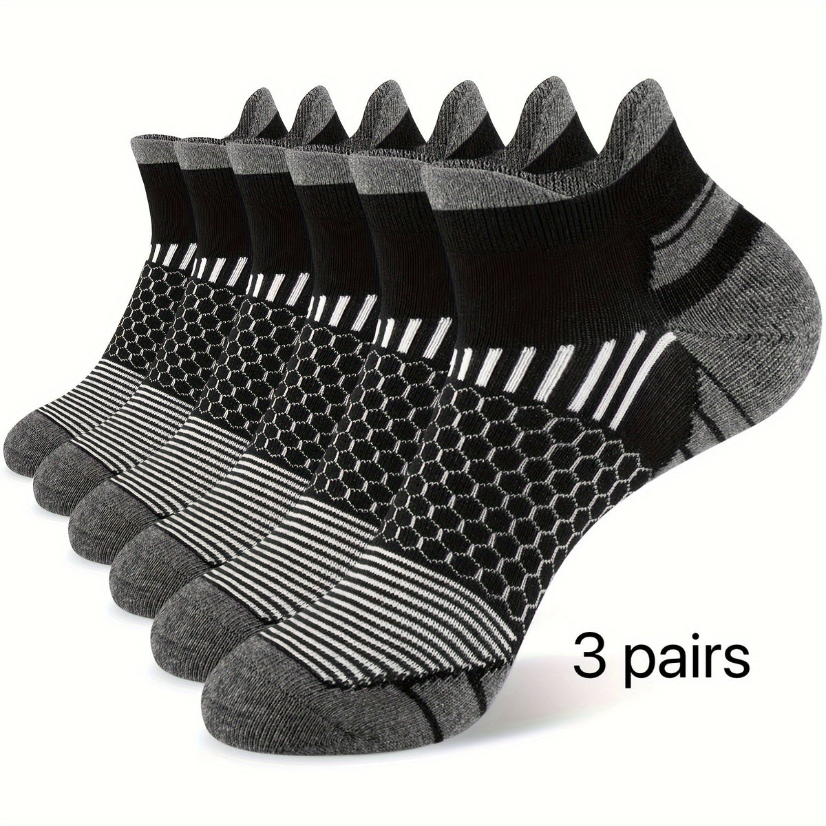 Men's Cushion Ankle Socks for Sports, 3 Pairs