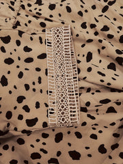  Women's Leopard Print Lace Maxi Dress