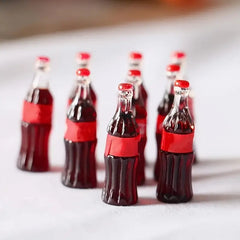 10pcs Mini Cola Bottle Resin Pendants Red & Clear Two Tone High Durable