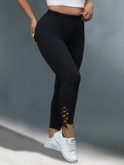  Solid Side Criss Cross Tie High Rise Skinny Trousers