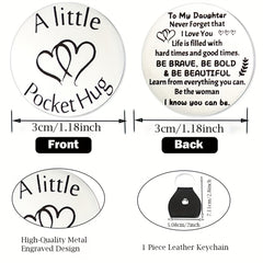 Pocket Hug Token Leather Keychain Men Birthday Christmas Boy Girl Valentines Son