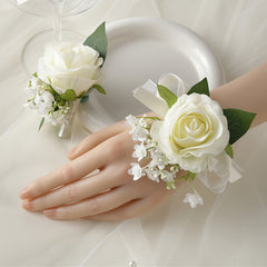 Classic Rose Gypsophila Brooch for Wedding - Bride Wrist Flower