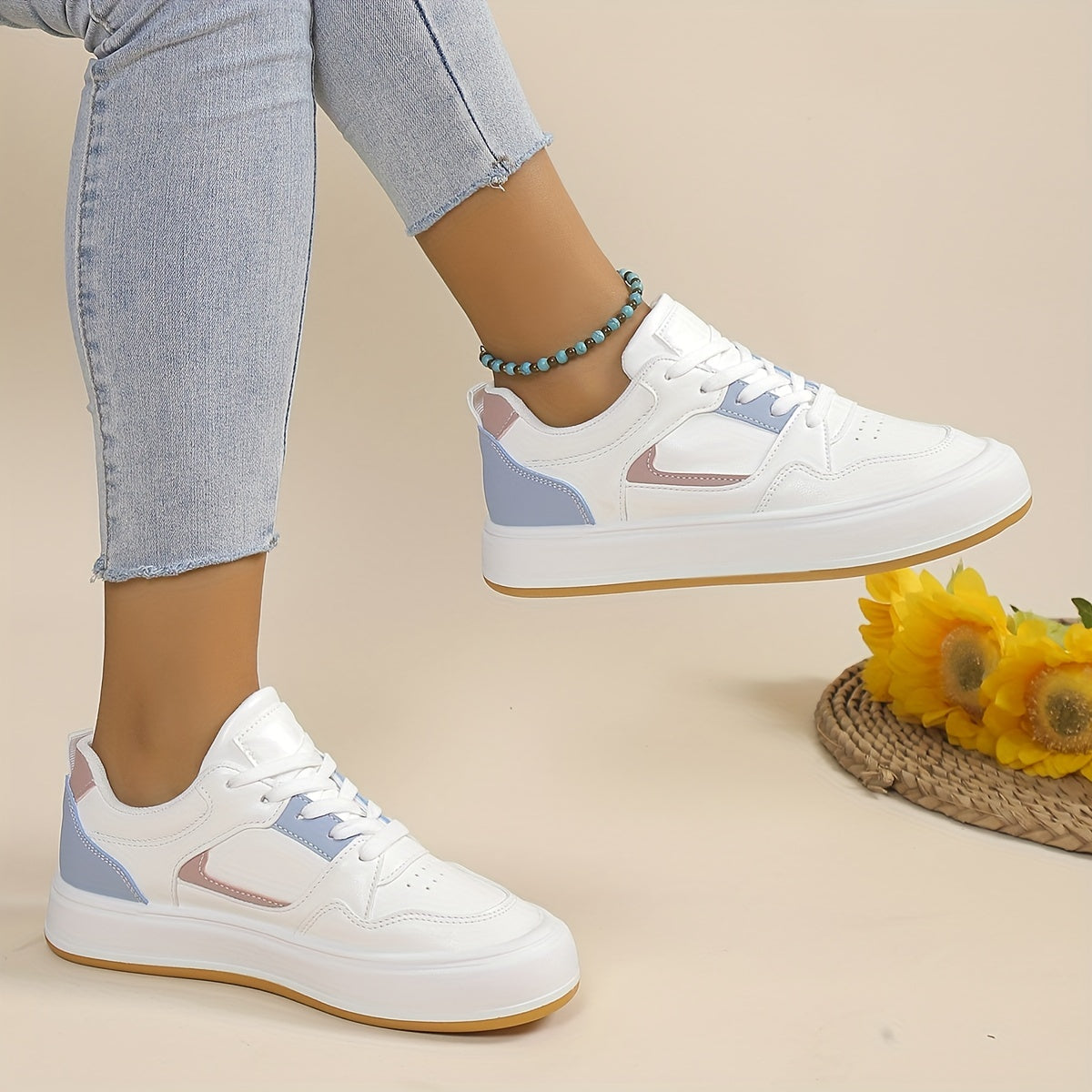 Women's Colorblock Skate Shoes Casual Low Top Sneakers