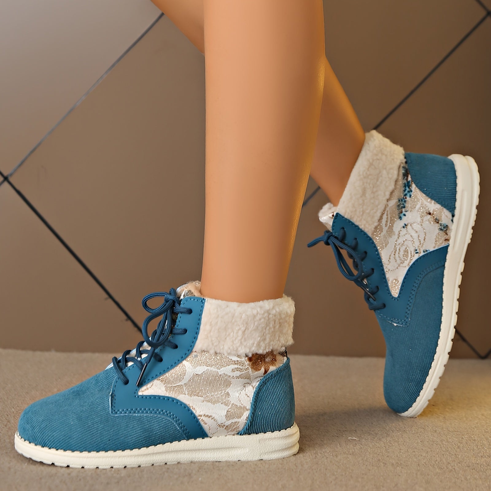 Ethnic Style Snow Boots Plush Lined Thermal Furry Shoes