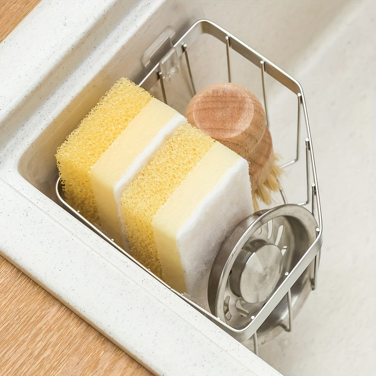 Stainless Steel Triangular Rag Corner Drain Rack Sink Sponge Storage