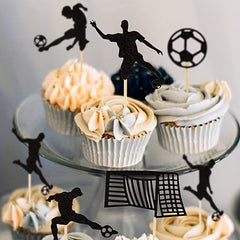 12pcs Soccer Figure Cake Topper Cupcake Decoration