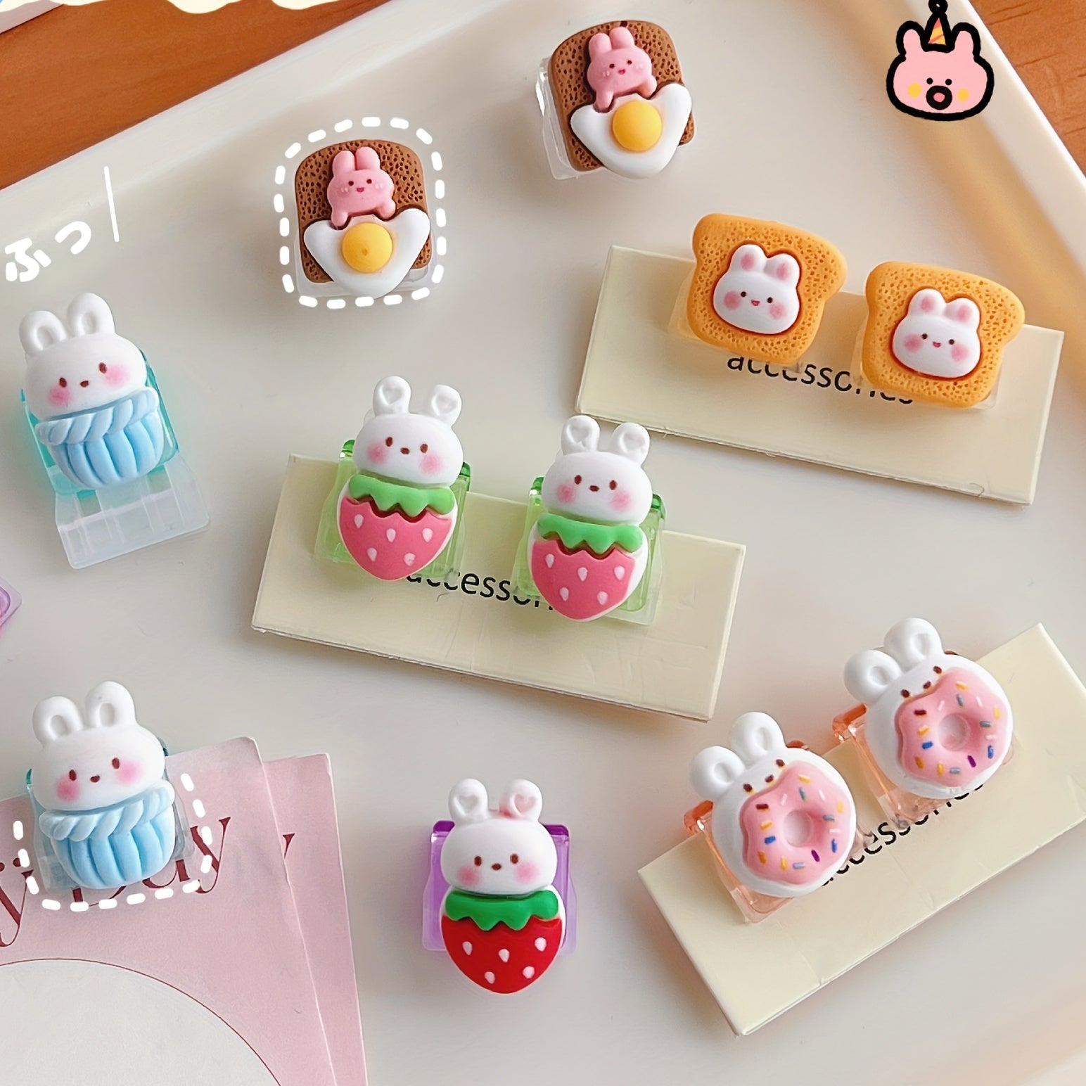 2pcs Cartoon Push Clip Student Test Paper Storage Clip Small Dovetail Clip