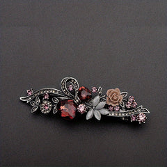 Retro Alloy Rhinestone Bow Hair Clip Crystal Flower Grace Hair Accessories