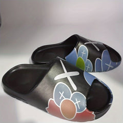 Women's Cartoon Print Slides Lightweight Open Toe Slip On Shoes