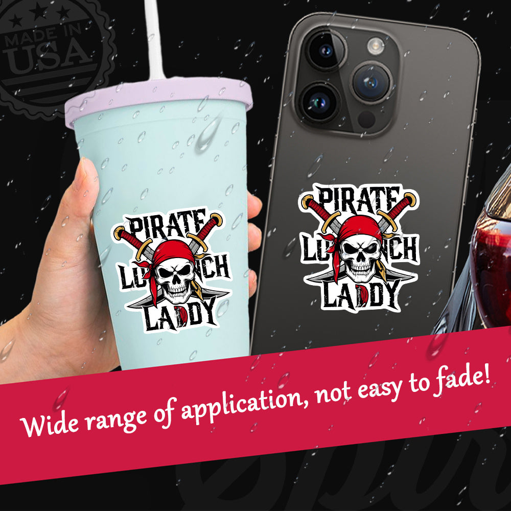 Pirate Lunch Lady Skeleton Costume Sticker