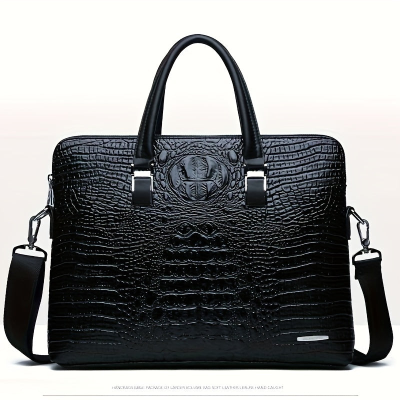 Crocodile Pattern Men's Handbag Business Ready for Daily Commute