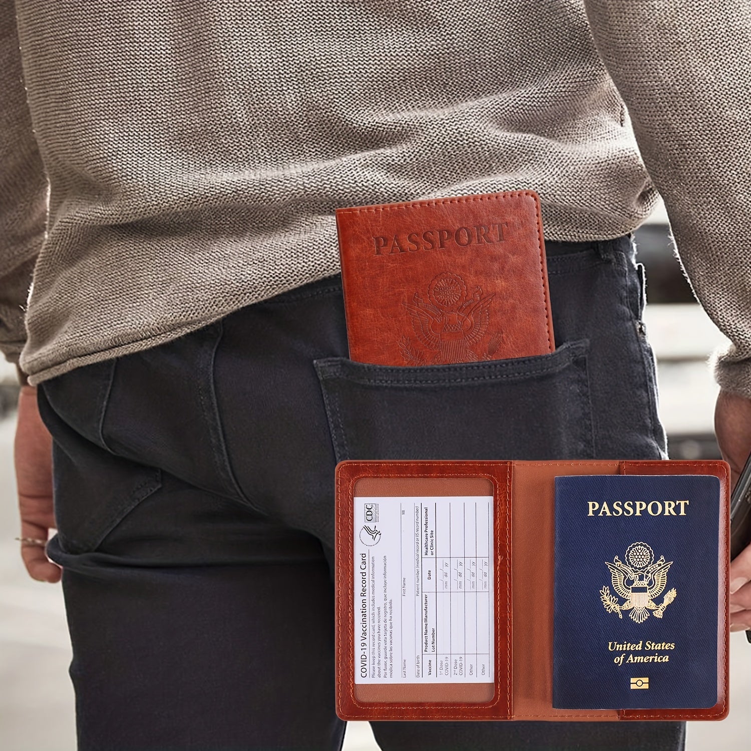 Travel Passport Bag Vaccine Card Holder Multifunctional