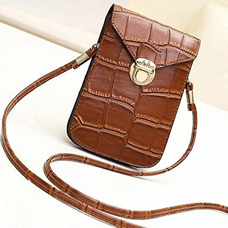 Mini Cell Phone Bags 2 Layer PU Leather Small Shoulder Crossbody Bag Clutch Bag