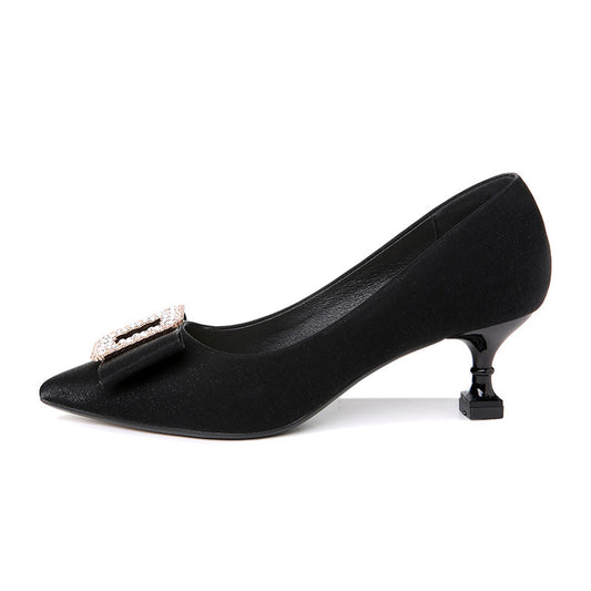 Women's Stiletto Heels Metal Belt Slip-on Comfortable Pumps