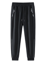 Zipper Pockets Knitted Joggers Men s Casual Solid