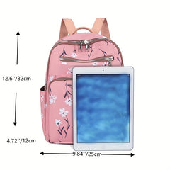 Flower Pattern Backpack Women School Bag Work Travel