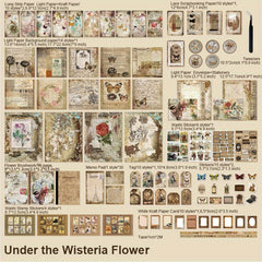 222pcs Vintage Scrapbook Paper Set DIY Journals & Bullet Journal Kit