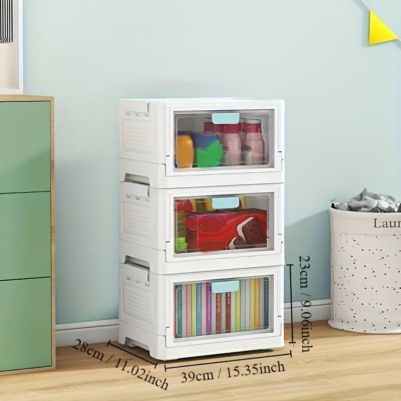 Large Capacity Clear Storage Bin With Wheels Foldable Luggage Box
