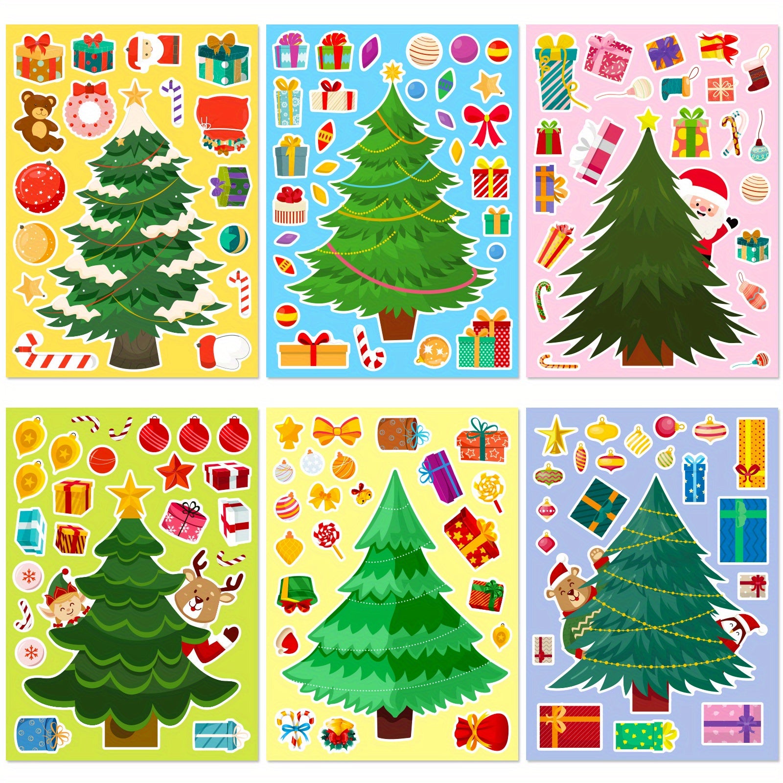 6 Sheets Christmas Make Your Own Stickers for Party Favors