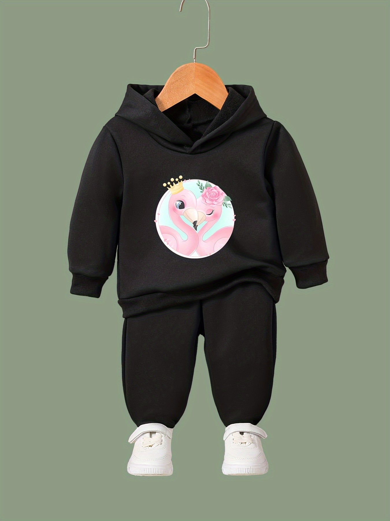 Girls 2pcs Flamingo Sweatshirt & Sweatpants Set