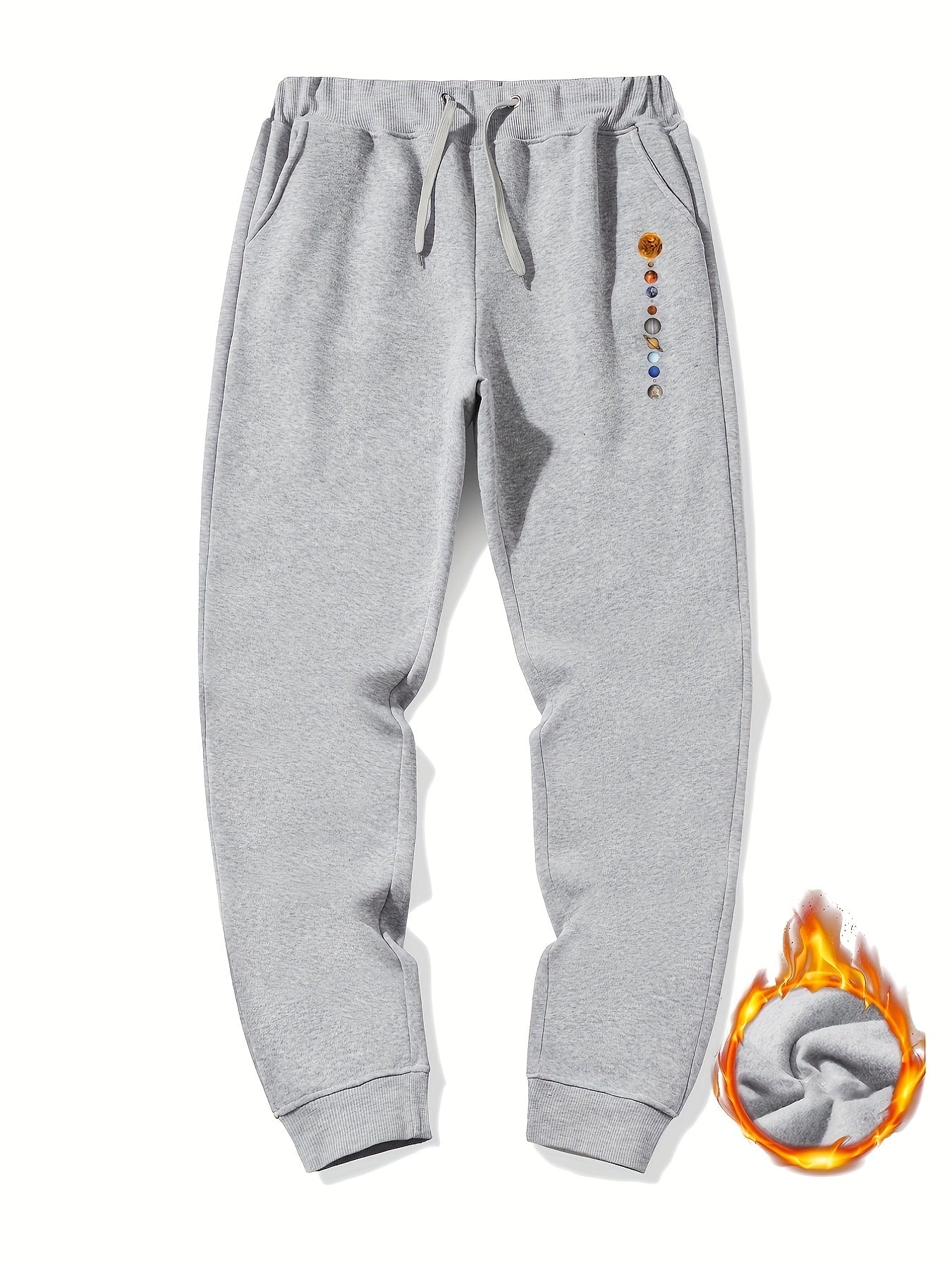 Men s Planets Print Drawstring Fleece Sweatpants