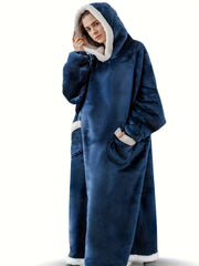  Sherpa Fleece Robe with Pockets, Extra Long Wearable Blanket