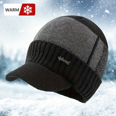 Men's Velvet Beanie Hat Winter Warm Knitted Hat For Outdoor Cycling