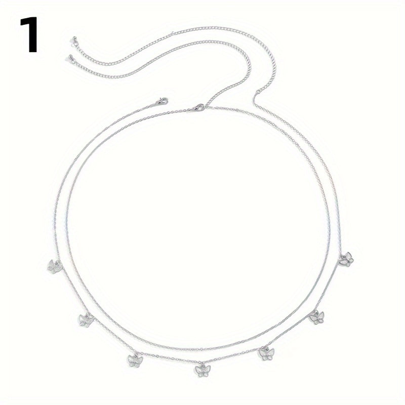 Double Layer Waist Chain Butterfly Pendant Metal Belly Chain Women