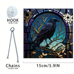 Halloween Acrylic Scary Window Hangings with Crow Design