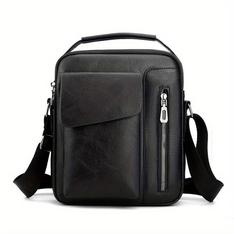 Men's Leather Crossbody Bag Vertical Multifunctional Shoulder Bag