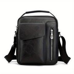 Men's Leather Crossbody Bag Vertical Multifunctional Shoulder Bag