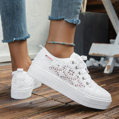 Women's Lace Mesh Sneakers Lightweight Low Top Shoes