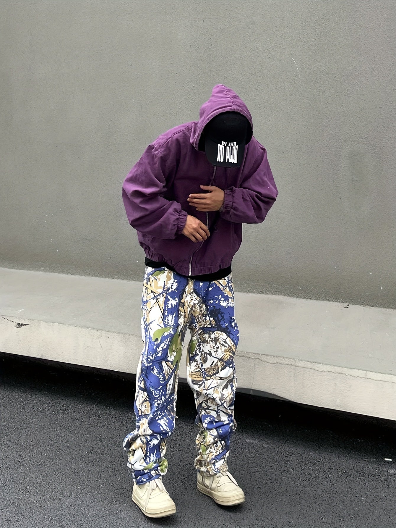 Men's Allover Print Street Style Denim Pants With Pockets