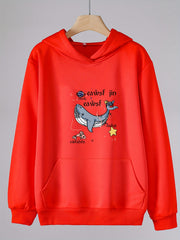 Girls Cartoon Whale Long Sleeve Hooded Sweatshirt