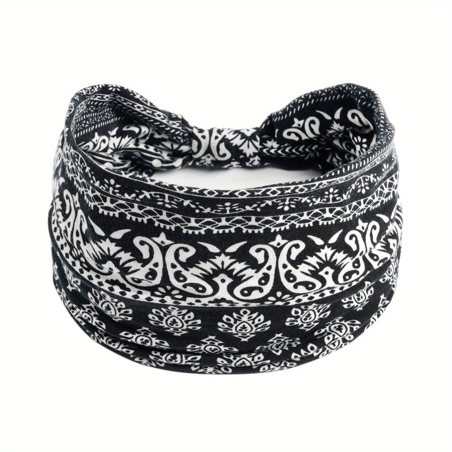 Boho Vintage Headband Paisley Pattern Stretchy Turban for Women