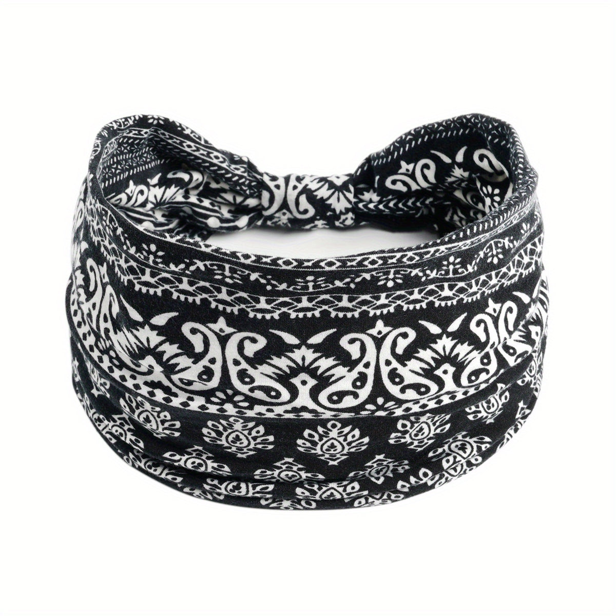 Boho Vintage Headband Paisley Pattern Stretchy Turban for Women