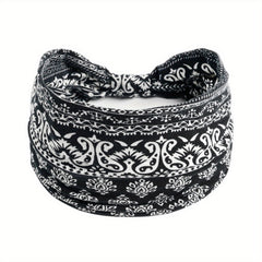 Boho Vintage Headband Paisley Pattern Stretchy Turban for Women