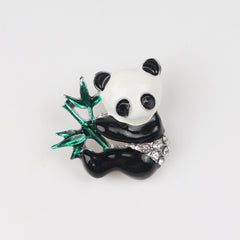 Alloy Panda Bamboo Brooch Pin Chest Accessory