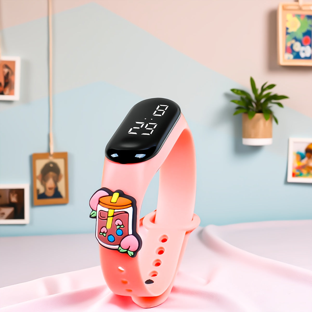 Kids' LED Digital Watch Red & Pink Glow - Cartoon Patterns, Fun & Durable