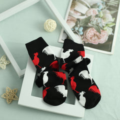 Rooster Pattern Socks Women's Mid Tube Stockings
