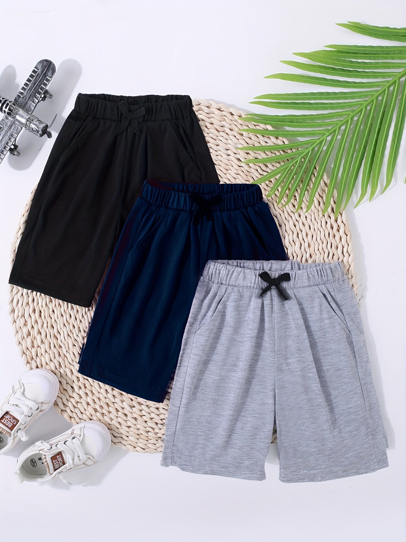 Boys Casual Shorts Drawstring Waist Pockets Summer Kids Clothes