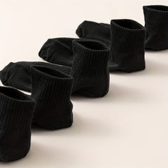5 Pairs Solid Crew Socks Comfy & Breathable All match Socks Women's Stockings
