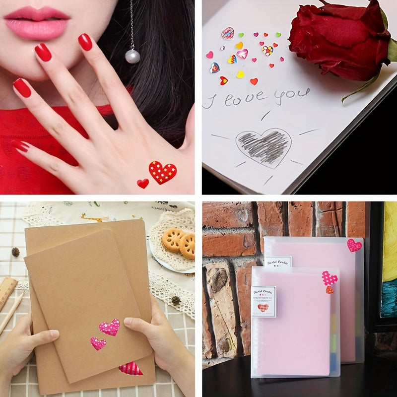 12pcs Heart Stickers Colorful Love Decals for Scrapbooking & Crafts