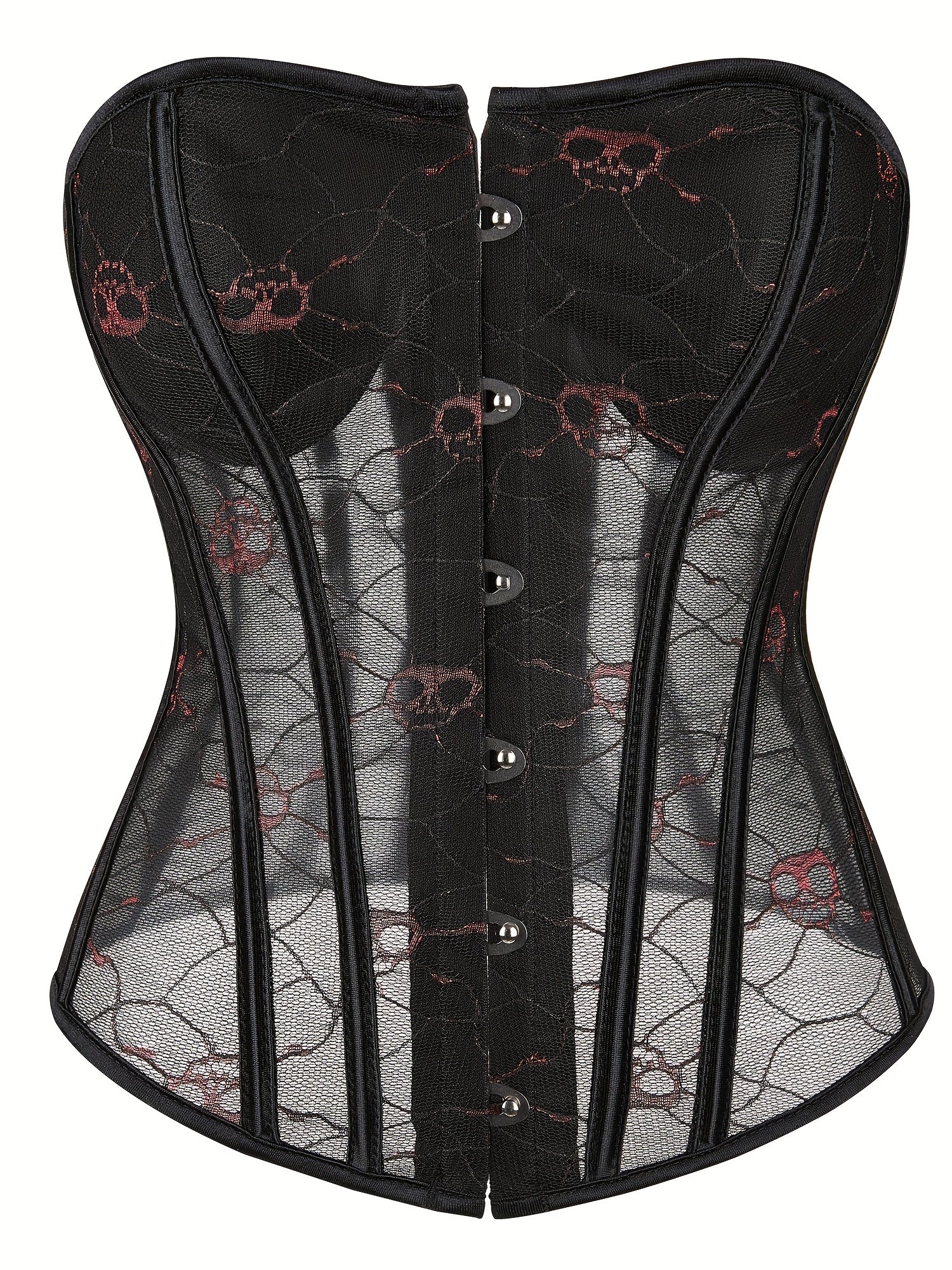 Skull Pattern Strapless Corset Tummy Control Lace Up Body Shaper