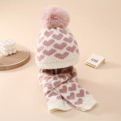 2pcs Winter Warm Love Embroidery Knitted Hat Christmas Holiday Gift