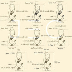 Heavy Duty Locking Carabiner Stainless Steel Snap Hooks