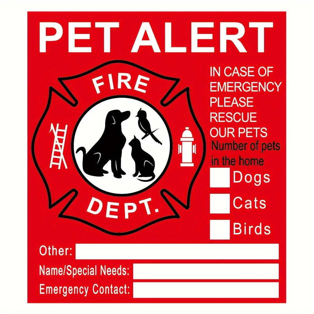 Pet Safety Stickers Pack - Fire Rescue Alarm, Internal Stickers