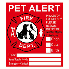 Pet Safety Stickers Pack - Fire Rescue Alarm, Internal Stickers
