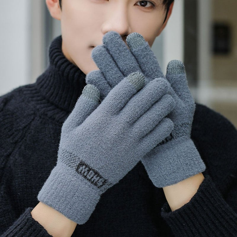 Men's Winter Cycling Gloves Thick Windproof Thermal Knit